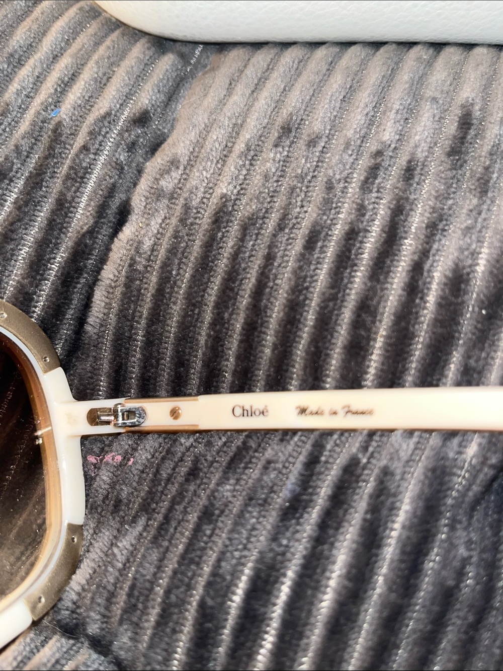 Chloe Cream Round Sunglasses with Gradient Brown Lenses - Picture 6 of 12